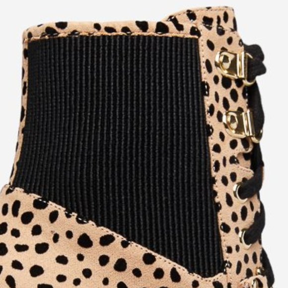 Bootie Cheetah Lace up Booties Winter Fall - Picture 6 of 9